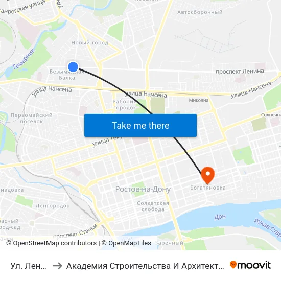 Ул. Ленина to Академия Строительства И Архитектуры Дгту map
