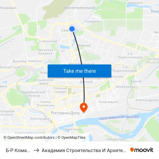 Б-Р Комарова to Академия Строительства И Архитектуры Дгту map
