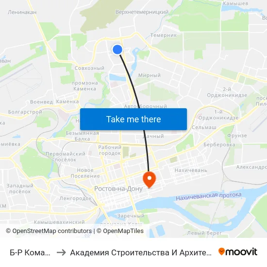 Б-Р Комарова to Академия Строительства И Архитектуры Дгту map