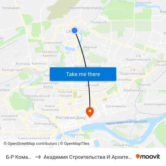 Б-Р Комарова to Академия Строительства И Архитектуры Дгту map