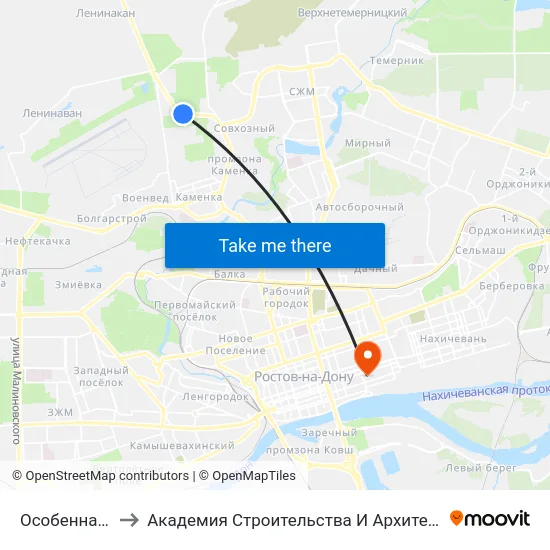 Особенная Ул. to Академия Строительства И Архитектуры Дгту map