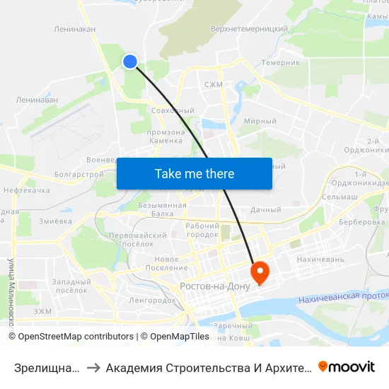 Зрелищная Ул. to Академия Строительства И Архитектуры Дгту map
