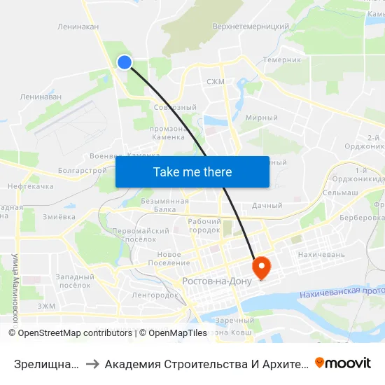 Зрелищная Ул. to Академия Строительства И Архитектуры Дгту map