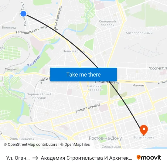 Ул. Оганова to Академия Строительства И Архитектуры Дгту map