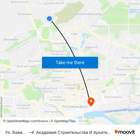 Ул. Вавилова to Академия Строительства И Архитектуры Дгту map