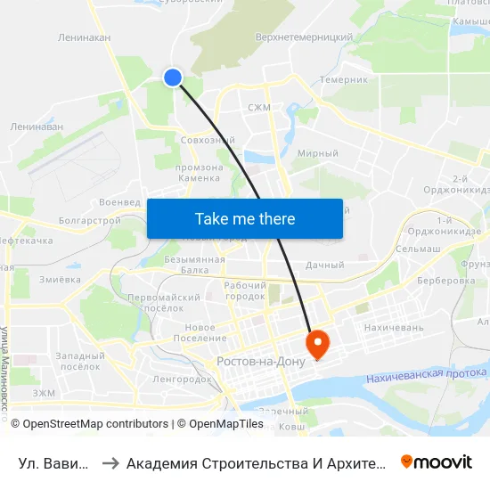 Ул. Вавилова to Академия Строительства И Архитектуры Дгту map