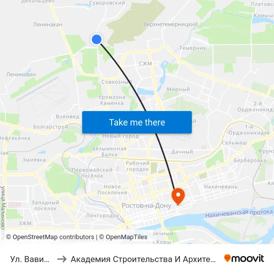 Ул. Вавилова to Академия Строительства И Архитектуры Дгту map