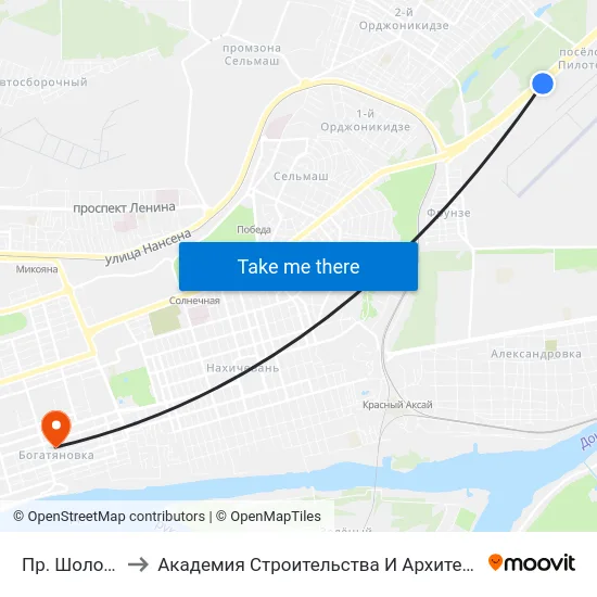 Пр. Шолохова to Академия Строительства И Архитектуры Дгту map