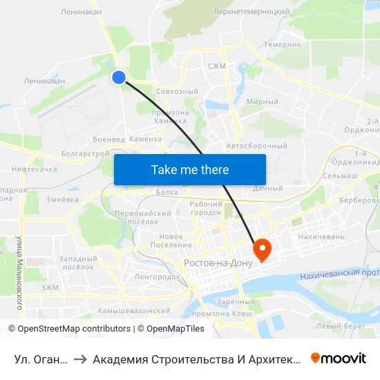 Ул. Оганова to Академия Строительства И Архитектуры Дгту map