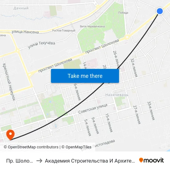 Пр. Шолохова to Академия Строительства И Архитектуры Дгту map