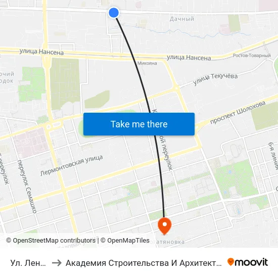 Ул. Ленина to Академия Строительства И Архитектуры Дгту map