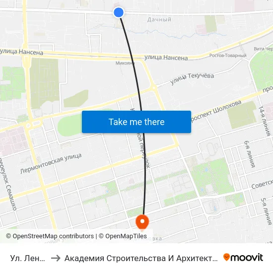 Ул. Ленина to Академия Строительства И Архитектуры Дгту map