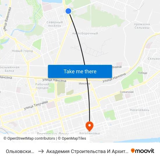 Ольховский Пер. to Академия Строительства И Архитектуры Дгту map