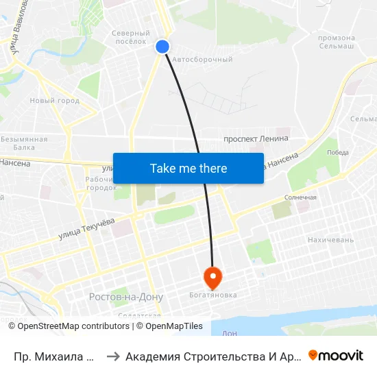 Пр. Михаила Нагибина to Академия Строительства И Архитектуры Дгту map
