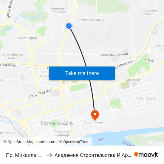 Пр. Михаила Нагибина to Академия Строительства И Архитектуры Дгту map