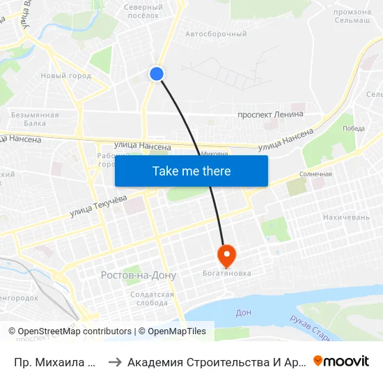 Пр. Михаила Нагибина to Академия Строительства И Архитектуры Дгту map