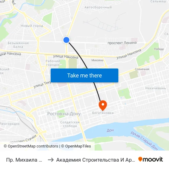 Пр. Михаила Нагибина to Академия Строительства И Архитектуры Дгту map