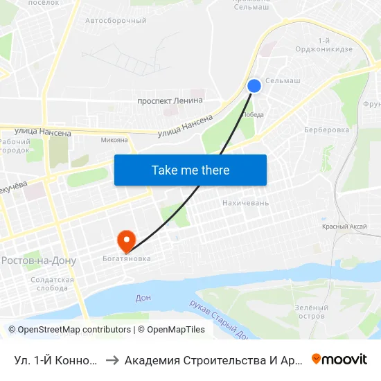 Ул. 1-Й Конной Армии to Академия Строительства И Архитектуры Дгту map