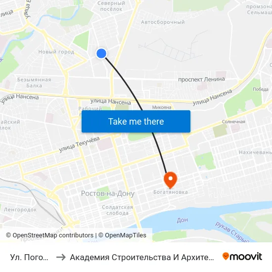 Ул. Погодина to Академия Строительства И Архитектуры Дгту map