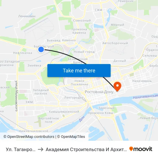 Ул. Таганрогская to Академия Строительства И Архитектуры Дгту map
