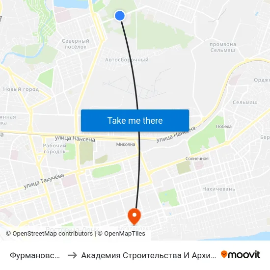 Фурмановская Ул. to Академия Строительства И Архитектуры Дгту map
