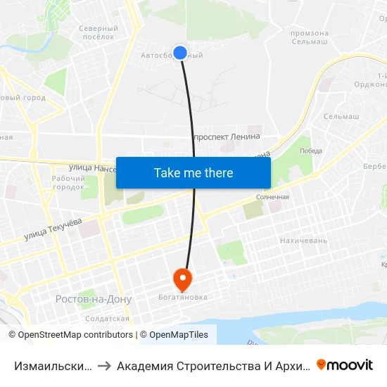 Измаильский Пер. to Академия Строительства И Архитектуры Дгту map