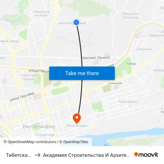 Тибетская Ул. to Академия Строительства И Архитектуры Дгту map