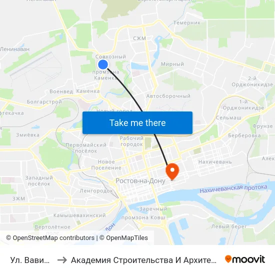 Ул. Вавилова to Академия Строительства И Архитектуры Дгту map