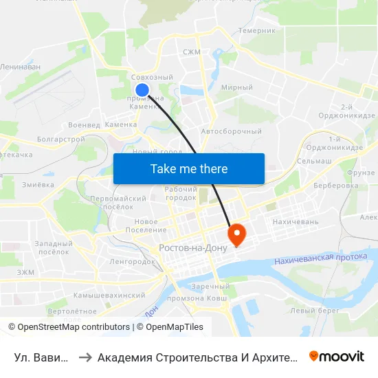Ул. Вавилова to Академия Строительства И Архитектуры Дгту map