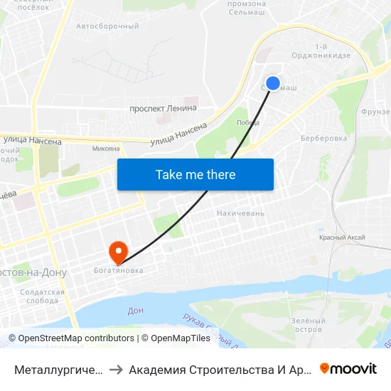Металлургическая Ул. to Академия Строительства И Архитектуры Дгту map