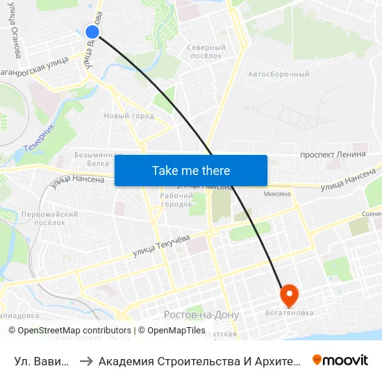 Ул. Вавилова to Академия Строительства И Архитектуры Дгту map
