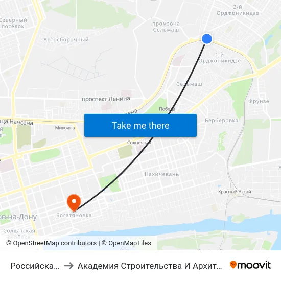 Российская Ул. to Академия Строительства И Архитектуры Дгту map
