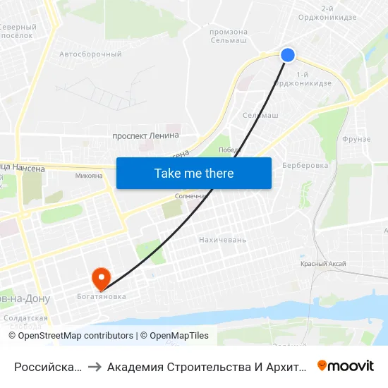 Российская Ул. to Академия Строительства И Архитектуры Дгту map