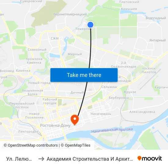 Ул. Лелюшенко to Академия Строительства И Архитектуры Дгту map
