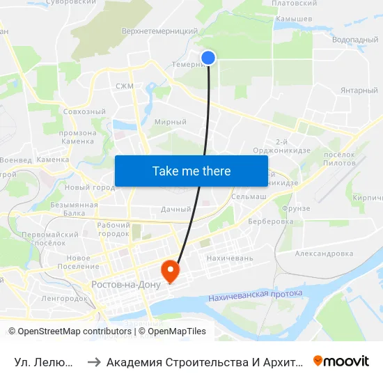 Ул. Лелюшенко to Академия Строительства И Архитектуры Дгту map