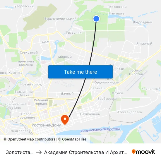 Золотистая Ул. to Академия Строительства И Архитектуры Дгту map