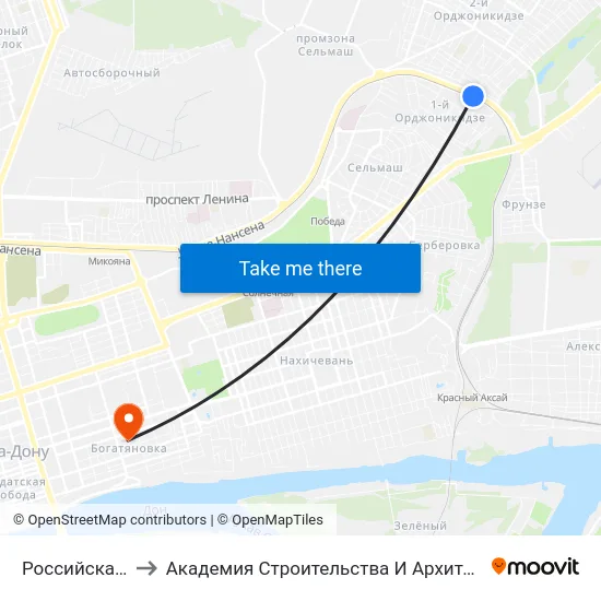 Российская Ул. to Академия Строительства И Архитектуры Дгту map