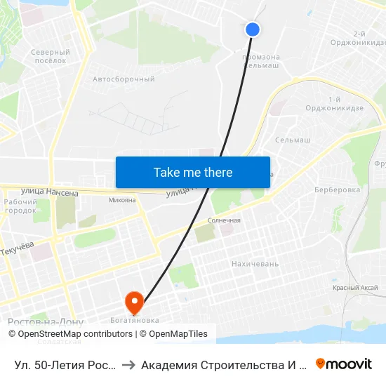Ул. 50-Летия Ростсельмаша to Академия Строительства И Архитектуры Дгту map