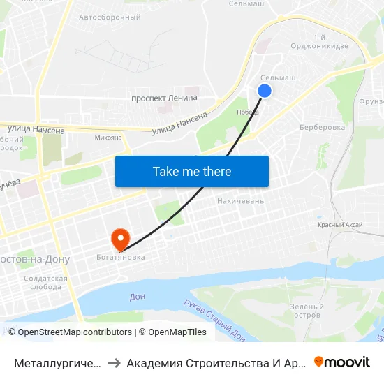 Металлургическая Ул. to Академия Строительства И Архитектуры Дгту map