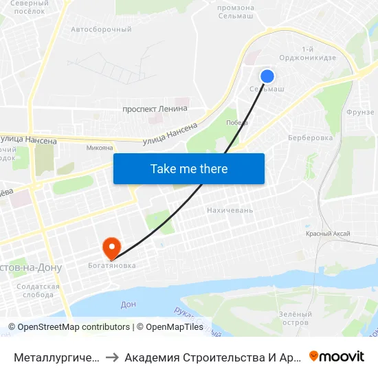 Металлургическая Ул. to Академия Строительства И Архитектуры Дгту map
