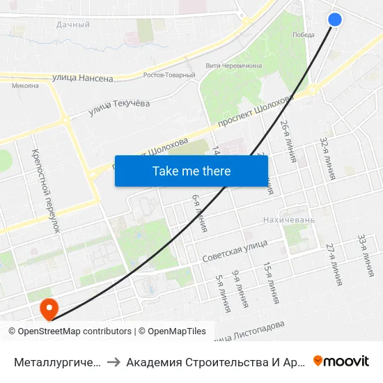 Металлургическая Ул. to Академия Строительства И Архитектуры Дгту map