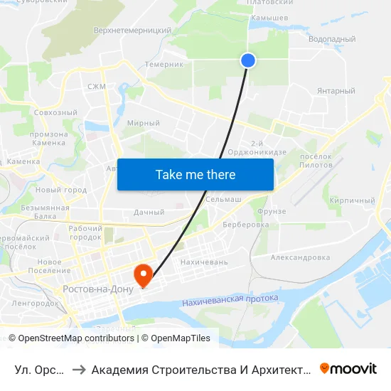 Ул. Орская to Академия Строительства И Архитектуры Дгту map
