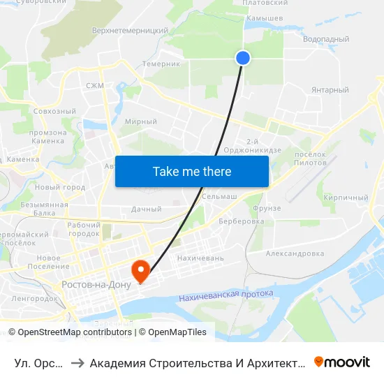 Ул. Орская to Академия Строительства И Архитектуры Дгту map