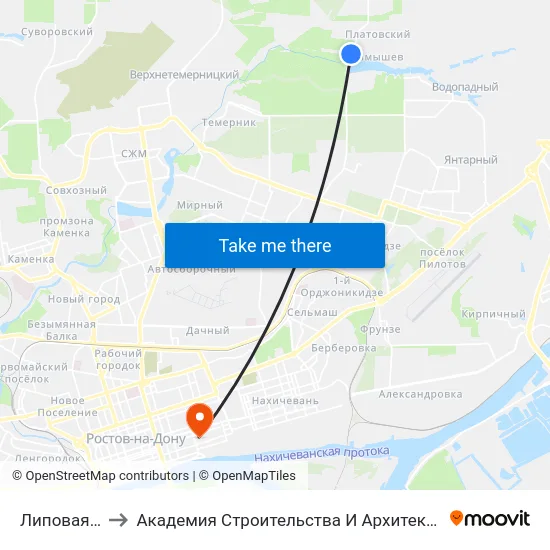 Липовая Ул. to Академия Строительства И Архитектуры Дгту map
