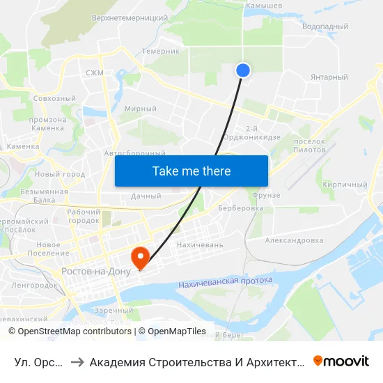 Ул. Орская to Академия Строительства И Архитектуры Дгту map