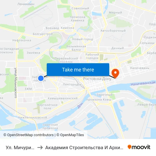Ул. Мичуринская to Академия Строительства И Архитектуры Дгту map