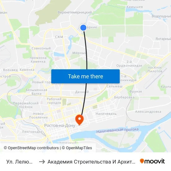 Ул. Лелюшенко to Академия Строительства И Архитектуры Дгту map