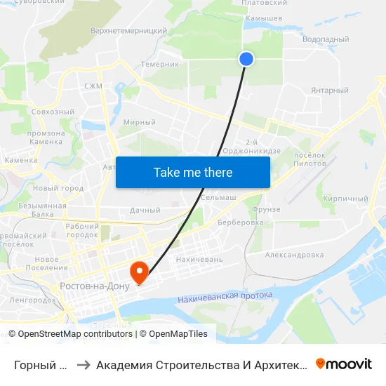 Горный Пер. to Академия Строительства И Архитектуры Дгту map
