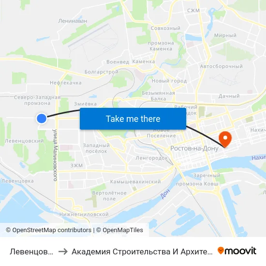 Левенцовский to Академия Строительства И Архитектуры Дгту map