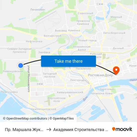 Пр. Маршала Жукова/Еременко to Академия Строительства И Архитектуры Дгту map